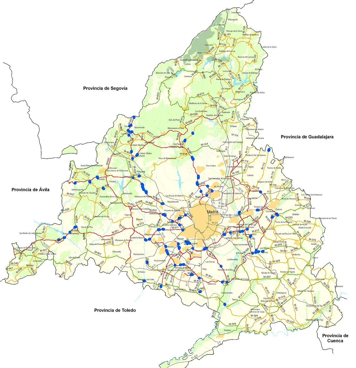 Mapa de las carreteras de Madrid 2009 - Tamaño completo