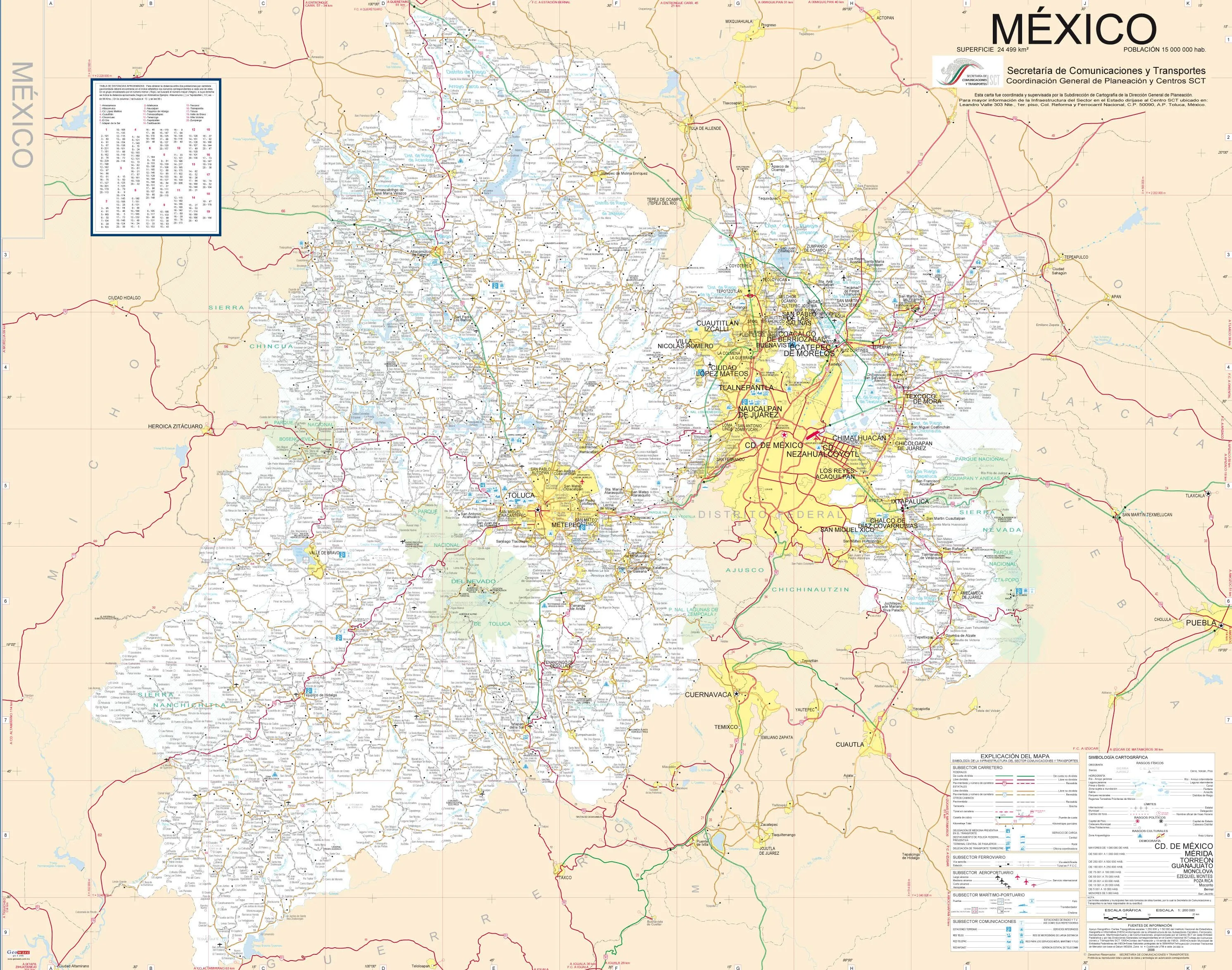 Mapa de carreteras del Estado de México - Wikivia