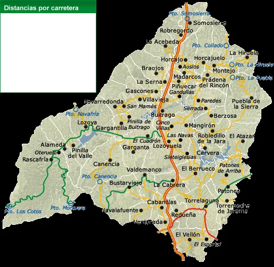 Mapa de Carreteras de la Sierra Norte de Madrid