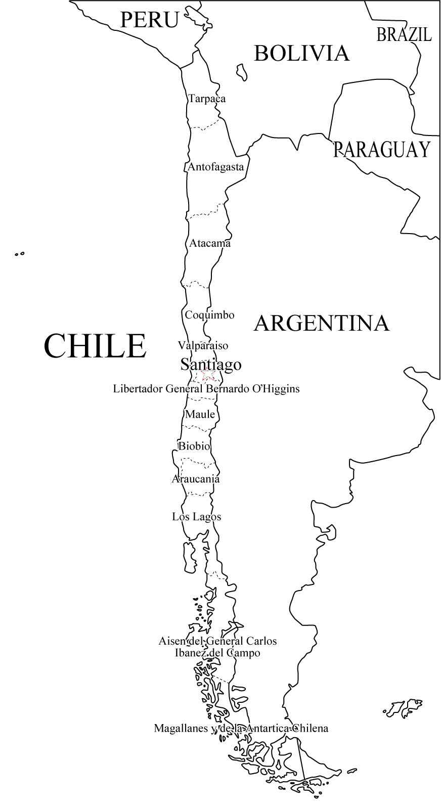 Mapa de Chile - Para Imprimir Gratis - ParaImprimirGratis.