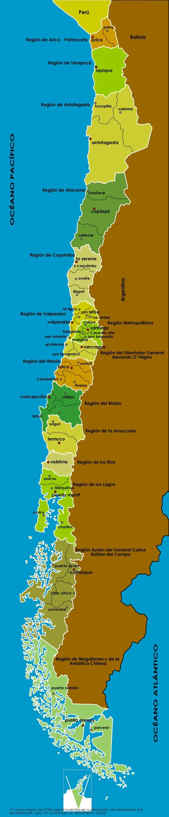 Mapa de Chile y sus Regiones - Tareas Escolares