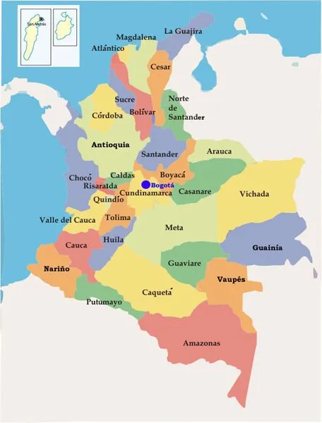 Departamentos y capitales de Colombia para colorear - Imagui