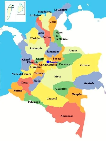 Mapa de Colombia con sus departamentos - Mapa de Colombia