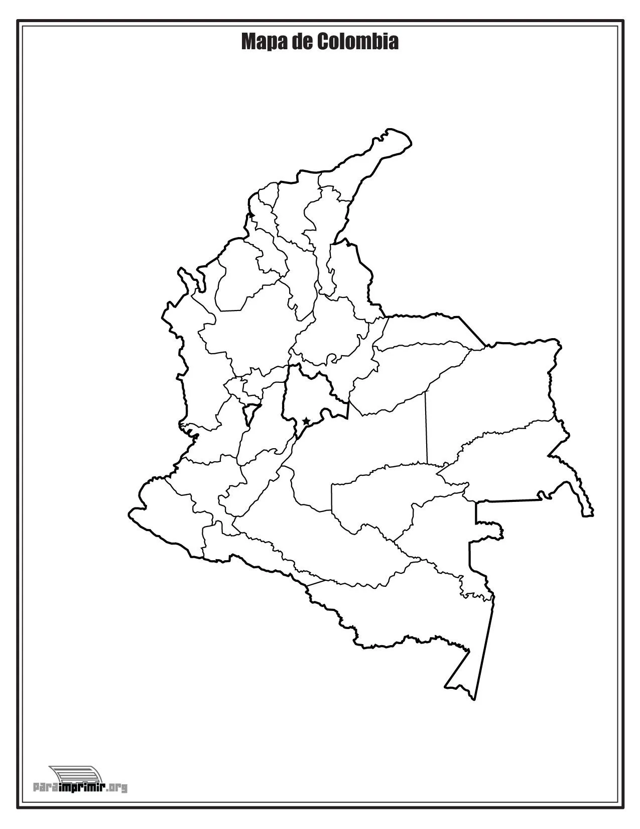 Mapa de Colombia sin nombres para imprimir