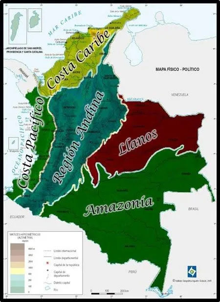 Mapa de colombia y sus regiones - Imagui