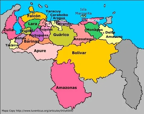 Dibujo del mapa de venezuela con sus estados y capitales - Imagui