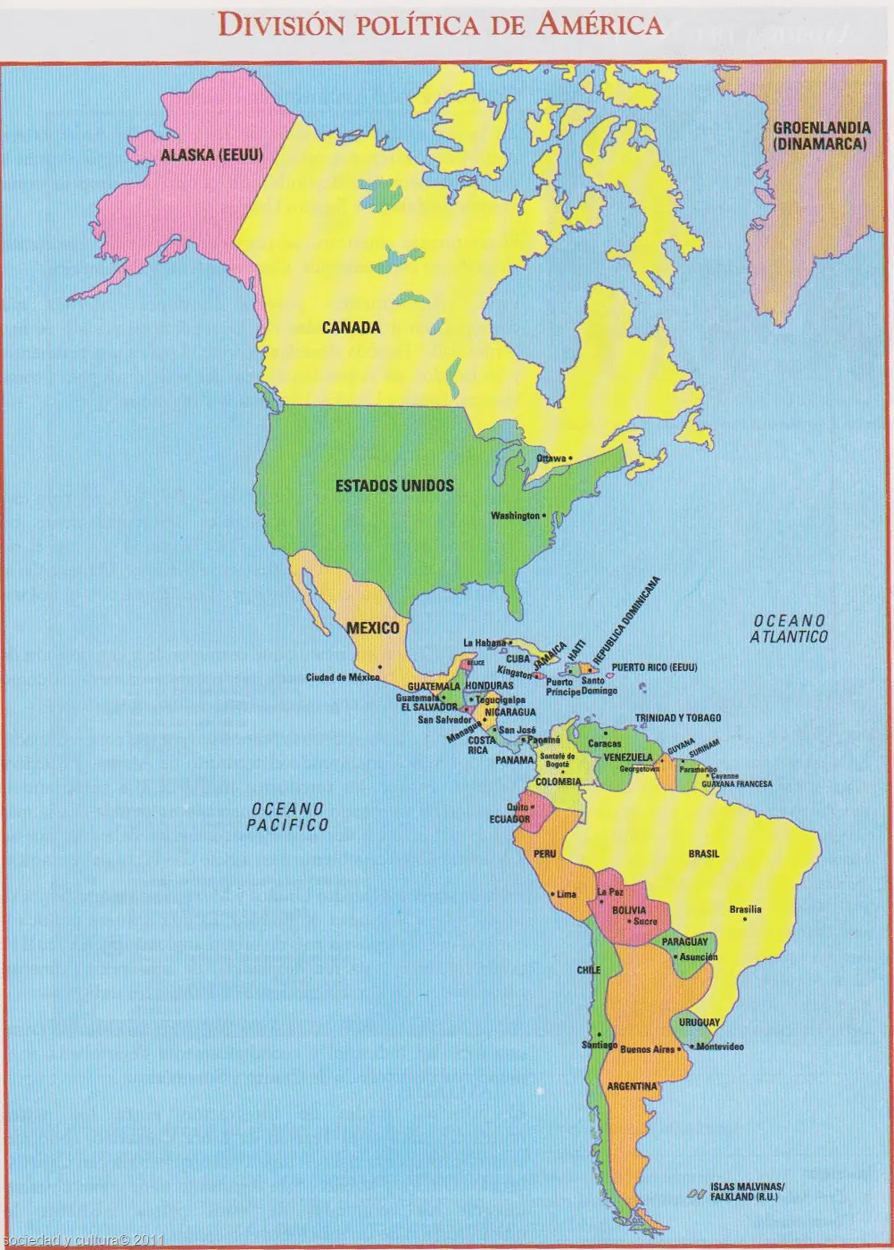 El mapa del continente americano político - Imagui