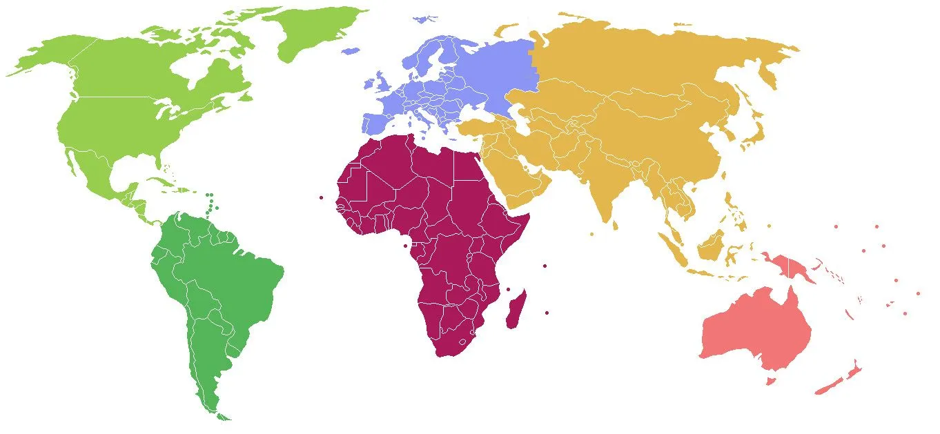 Mapa de los continentes - Tamaño completo