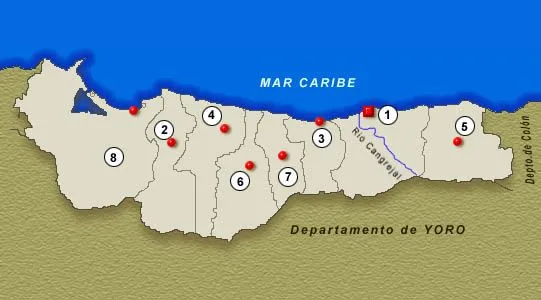 Mapa Departamento de Atlántida, Honduras