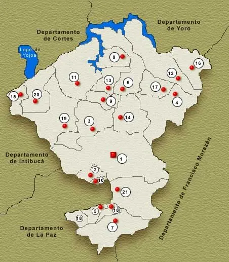 Mapa Departamento de Comayagua, Honduras