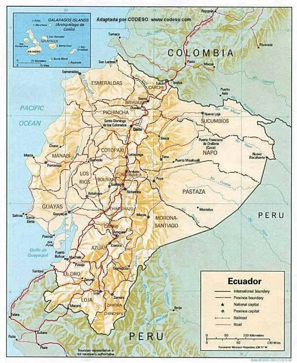 Mapa del Ecuador y Galápagos - Map of Ecuator and Galapagos ...