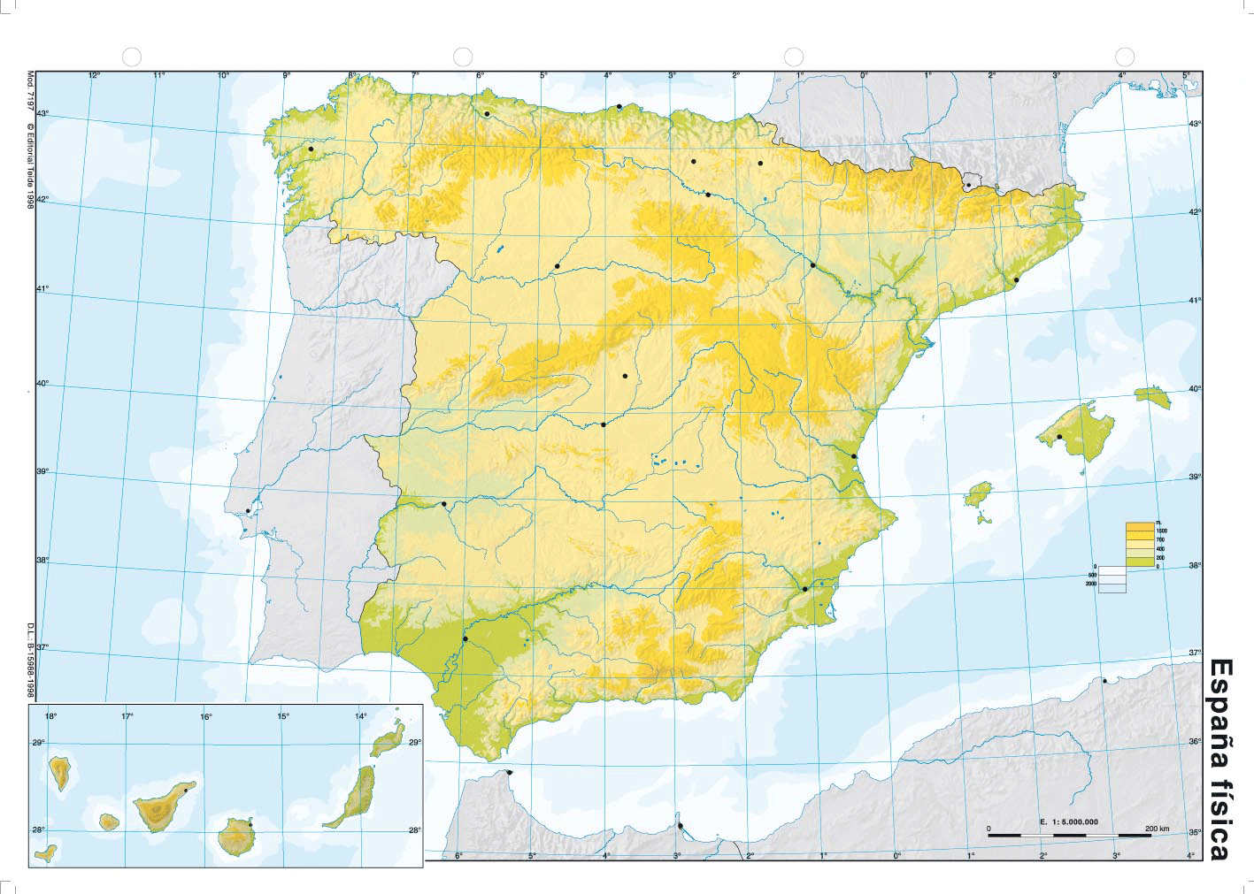 mapa de espaÃ±a fisico Colouring Pages