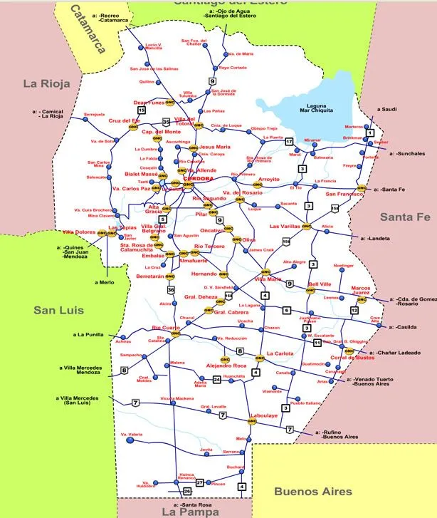 Mapa de estaciones de GNC de la provincia de Córdoba - Taringa!