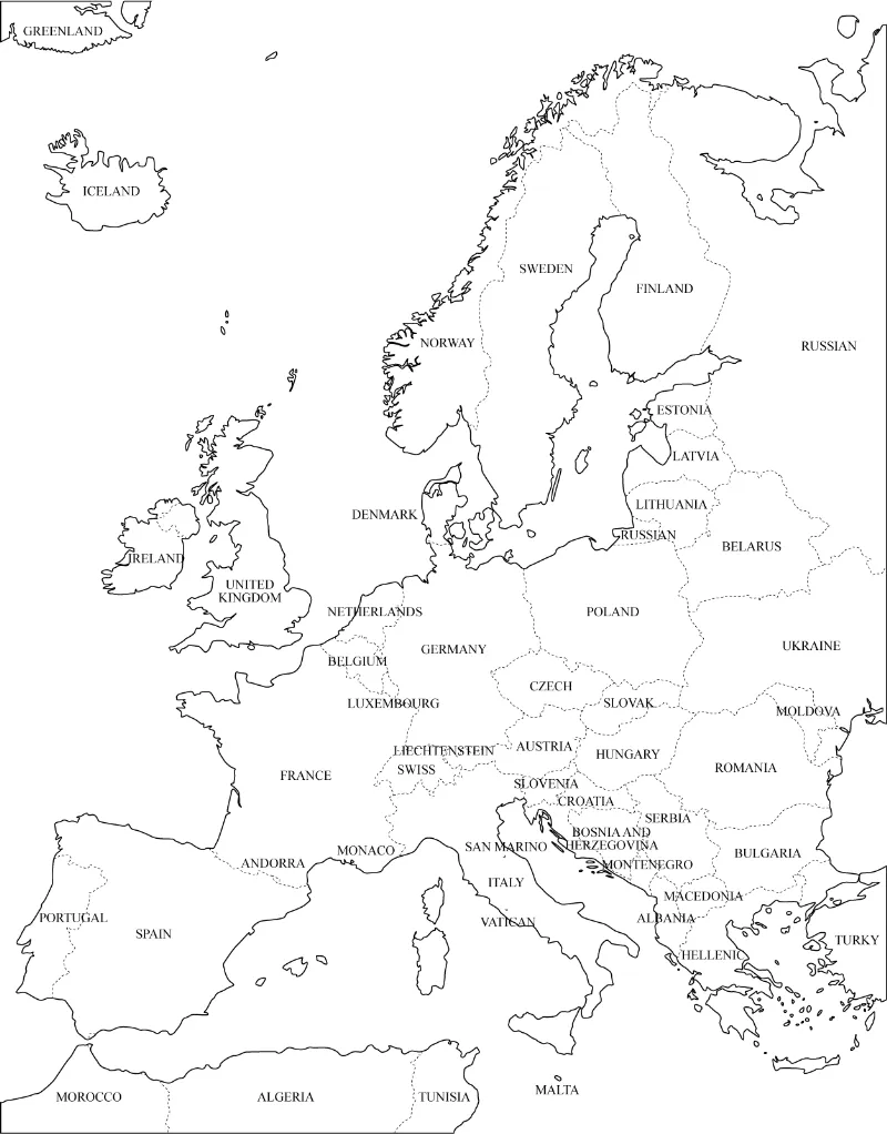 Mapa de Europa para colorear ~ Dibujos para Colorear Infantil