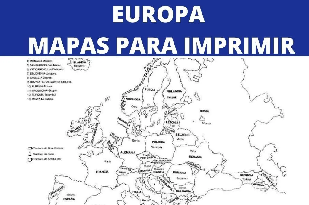 Mapa de Europa con división política -Descarga e imprime