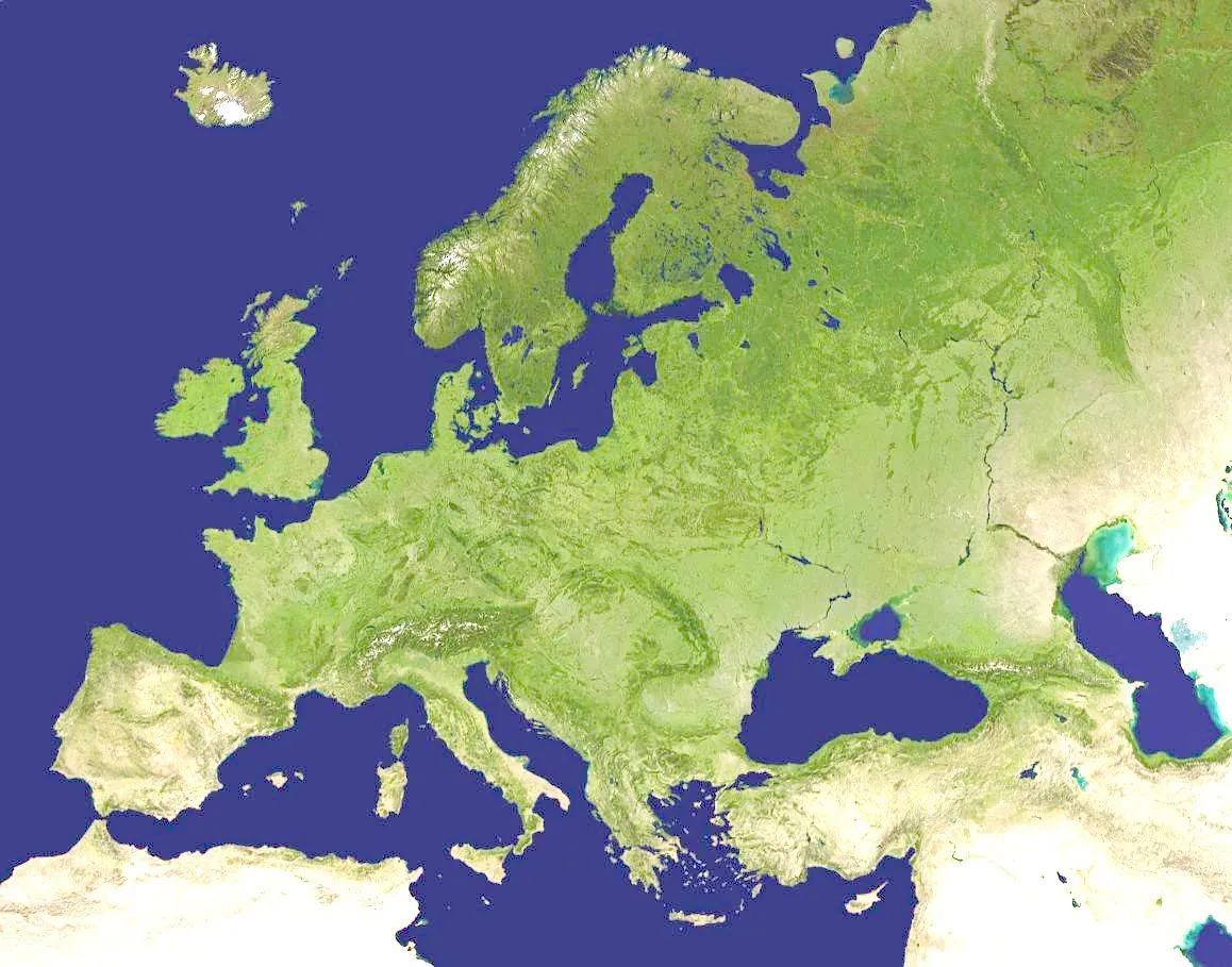 Mapa de Europa (satelital) - Tamaño completo