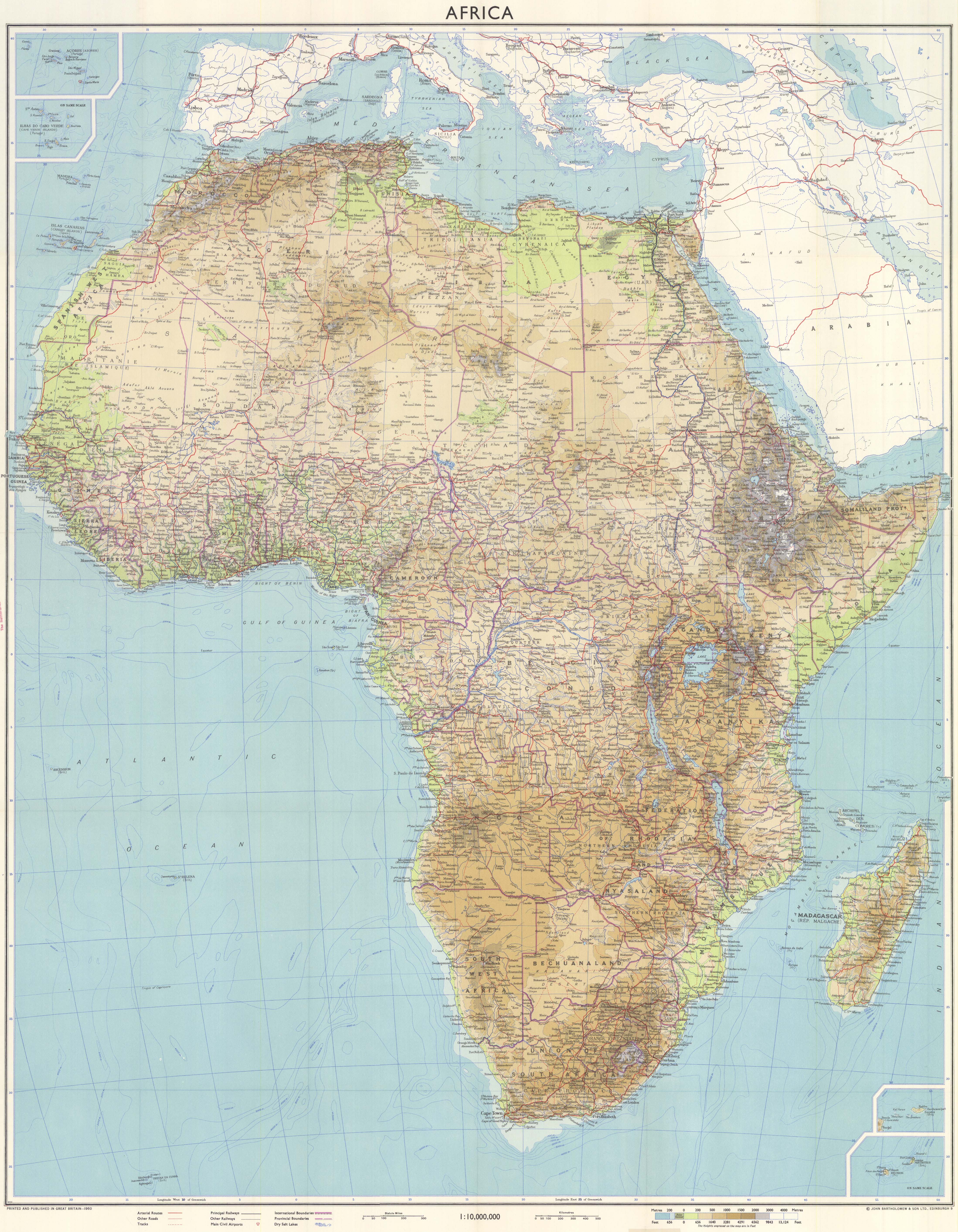 Mapa físico de África 1960 - Tamaño completo