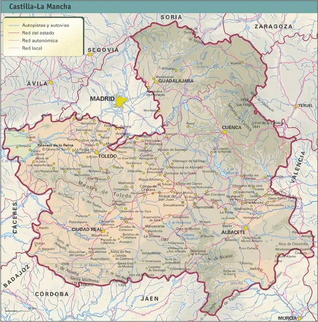 Mapa físico Castilla la Mancha | Mapa-