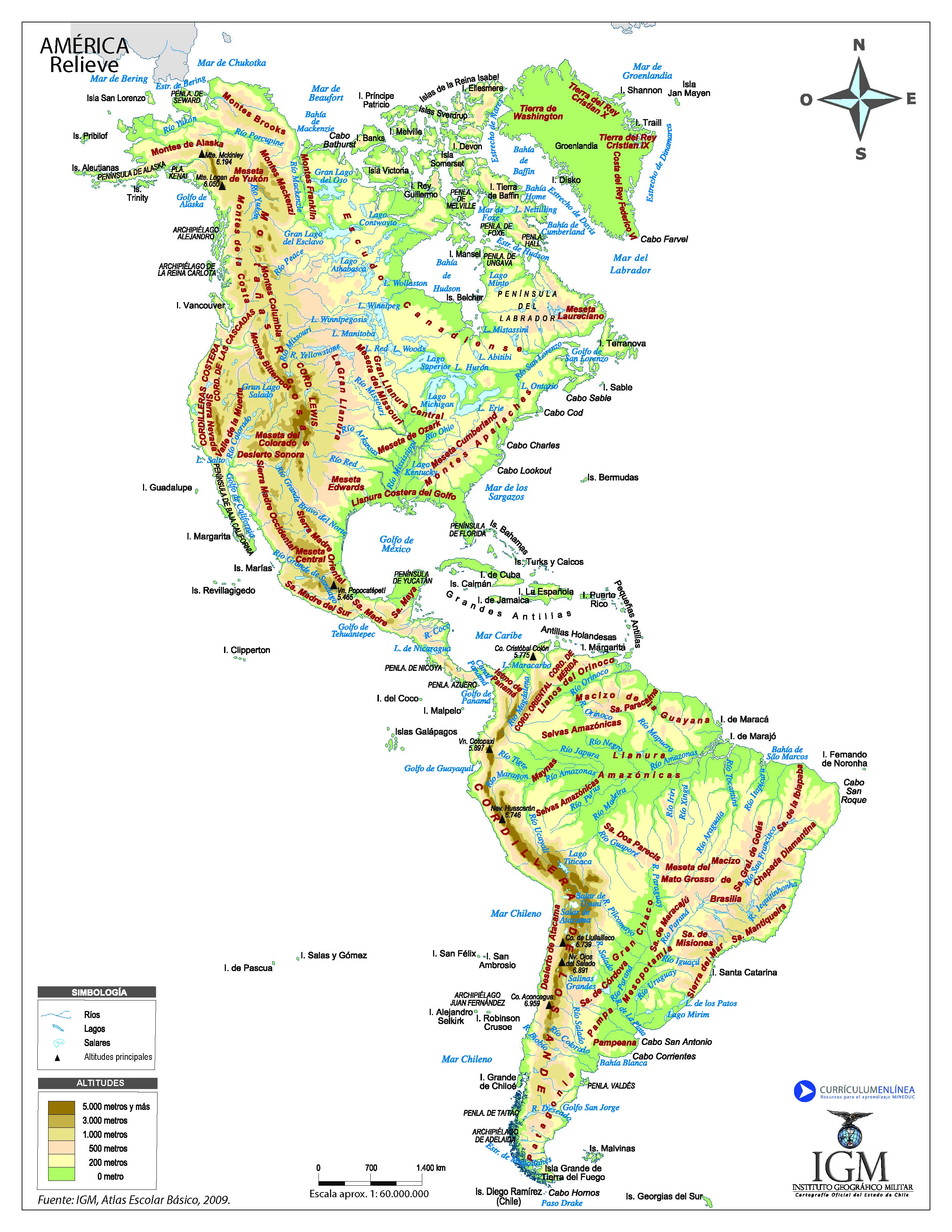 mapa físico - Currículum en línea. MINEDUC. Gobierno de Chile.