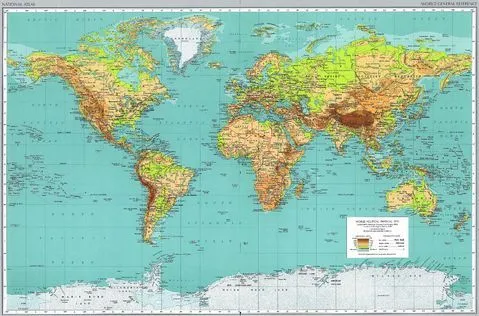 Mapa Físico del Mundo 1970