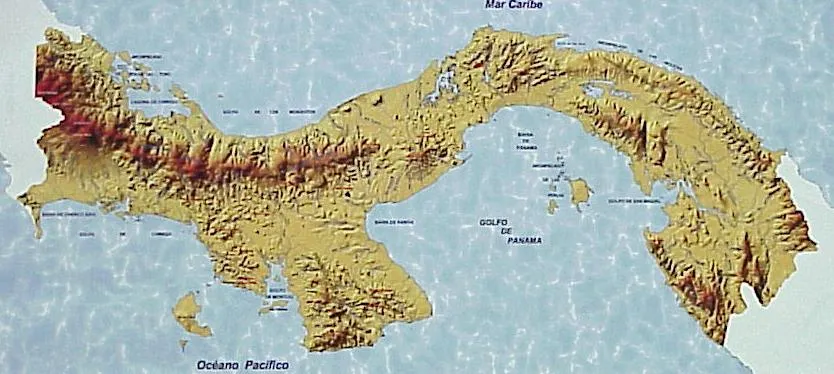 Mapa Físico de Panamá - Tamaño completo