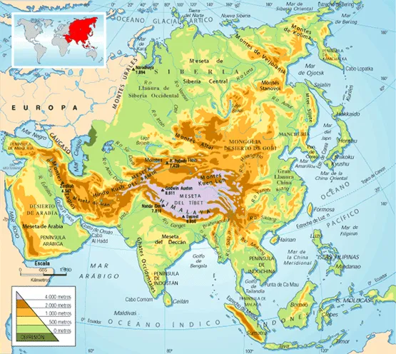 Mapa fisico ;politico y economico de asia - Imagui