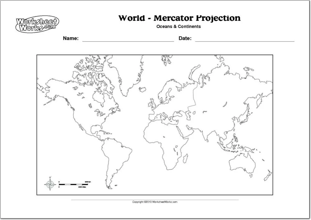 Mapa físico y político mudo del Mundo Mapa mudo de continentes y ...