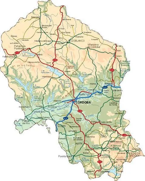 Mapa físico de la Provincia de Córdoba - Córdoba