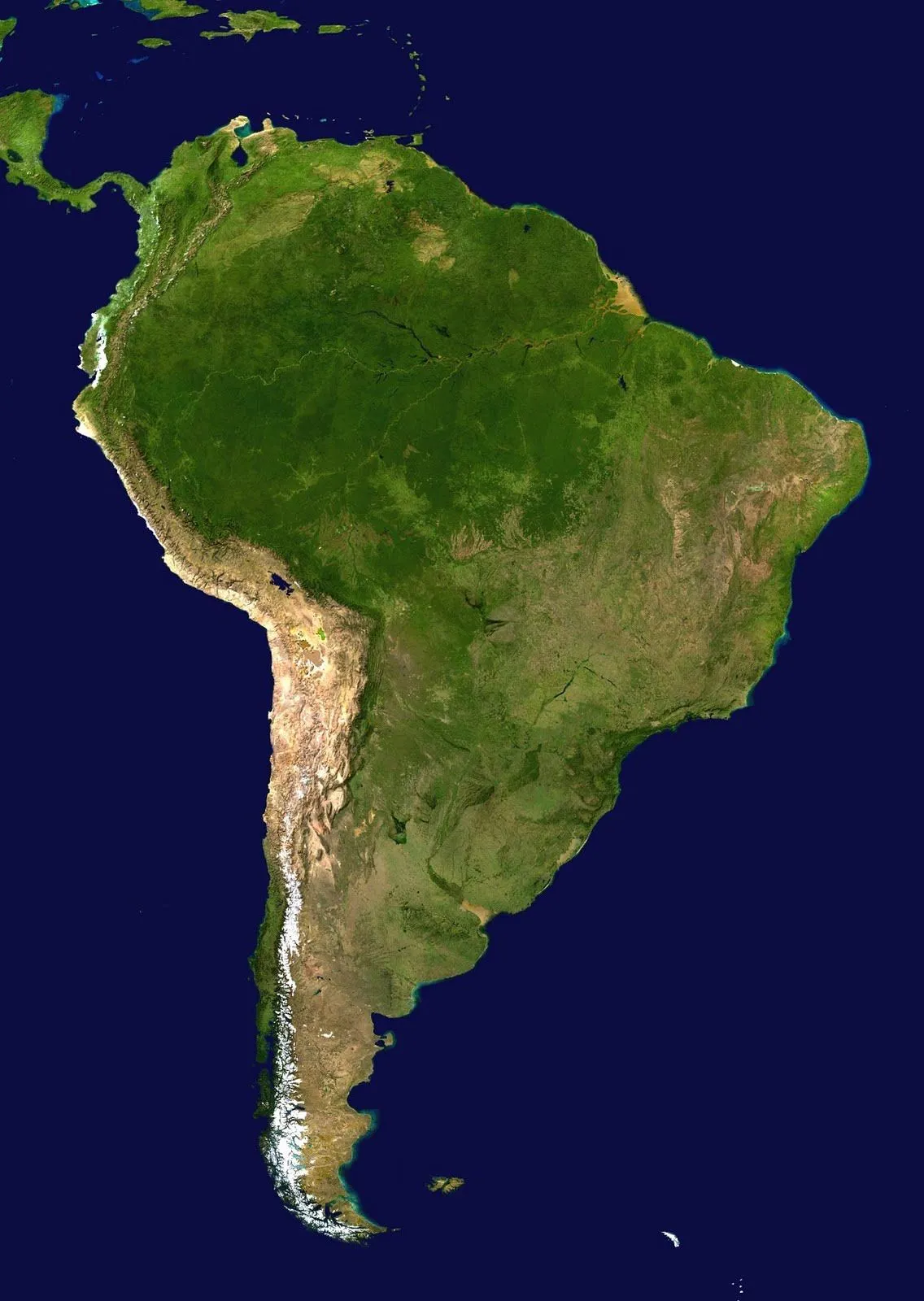 Mapa Físico de Sudamérica