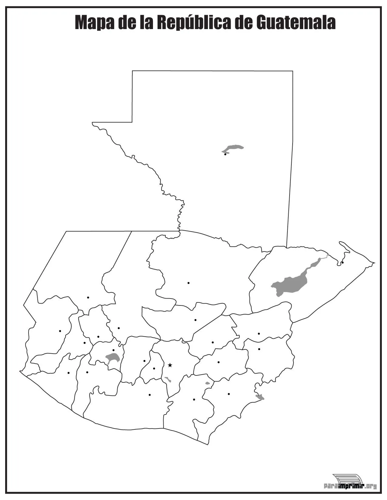 Mapa de Guatemala sin nombres para imprimir