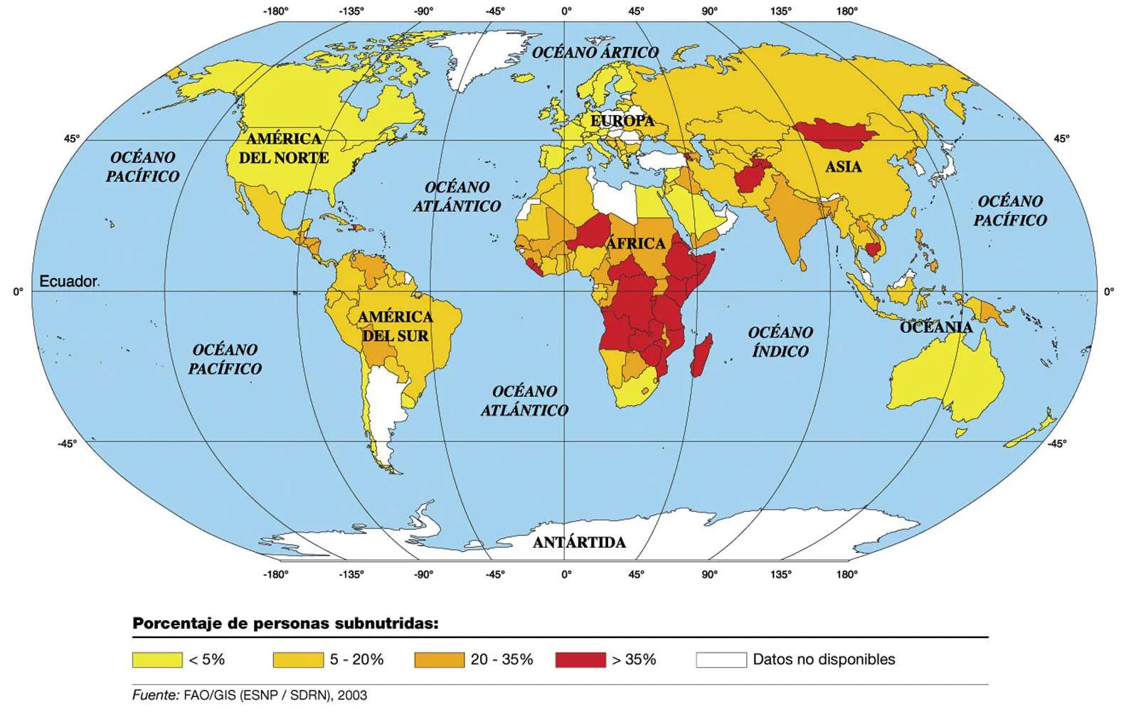 MAPA DEL HAMBRE MUNDIAL CRISIS ALIMENTICIA EN EL MUNDO POBREZA