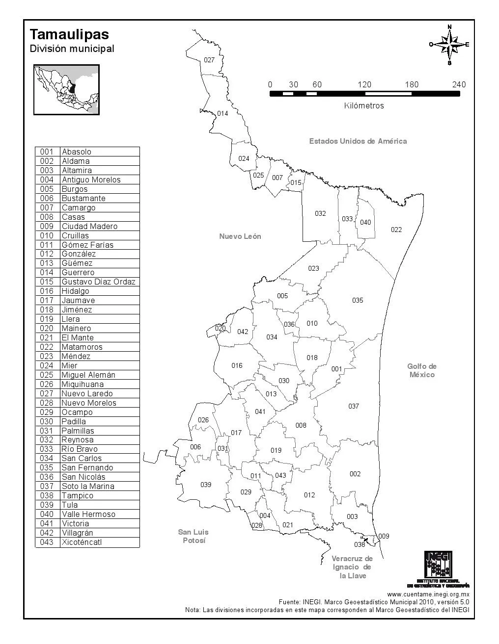 Mapa para imprimir de Tamaulipas Mapa de municipios de Tamaulipas ...