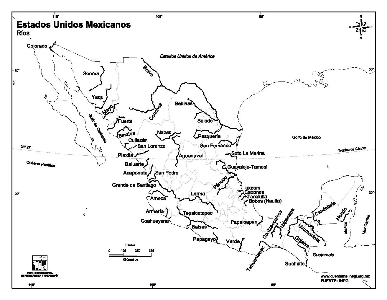 Mapa interactivo de México Ríos de México. ¿Cómo se llama? - Mapas ...