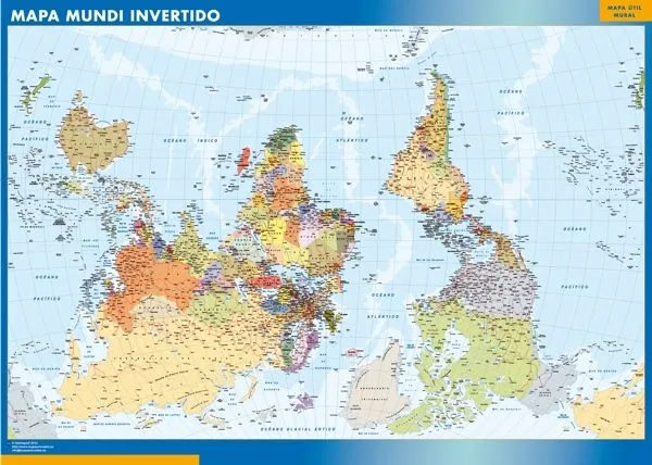 Mapa Invertido del Mundo actualizado en español | Murales Posters ...