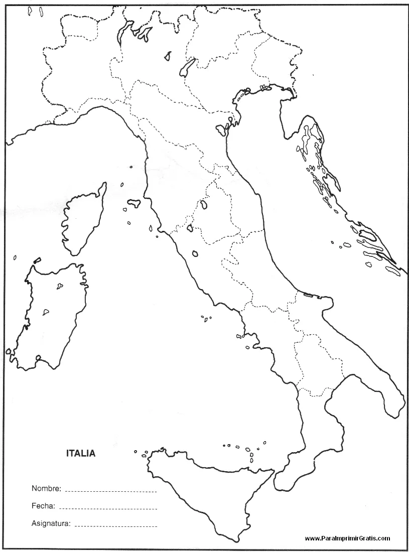 Mapa de Italia - Para Imprimir Gratis - ParaImprimirGratis.