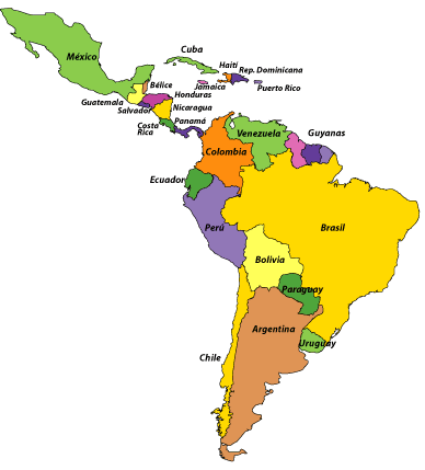 Mapas de america con nombres - Imagui