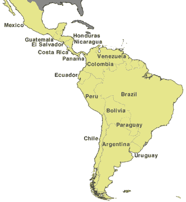 Mapa de latinoamerica con nombres - Imagui