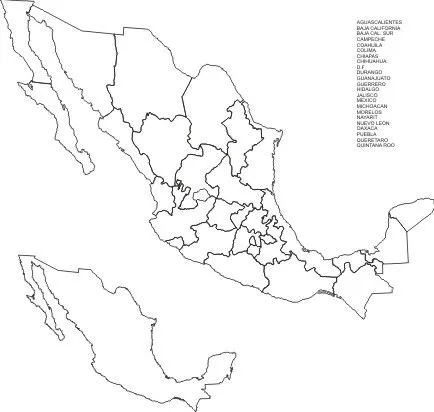 Mapa de mexico con division politica sin nombres - Imagui