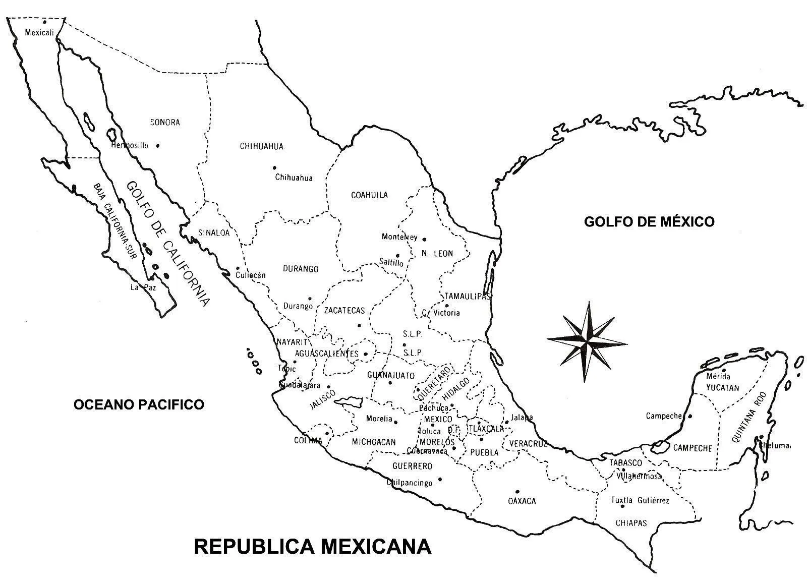 Mapa de Mexico para imprimir