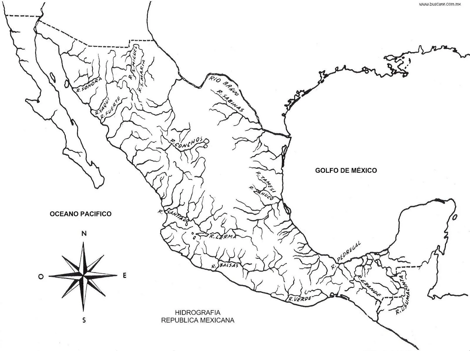 Mapa de México Orográfico, hidrográfico con / sin nombres - CGsign ...