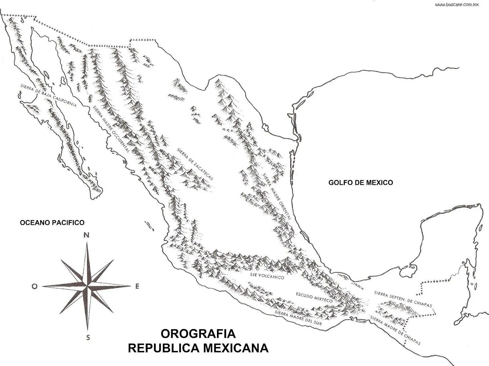 Mapa de México Orográfico, hidrográfico con / sin nombres - CGsign ...