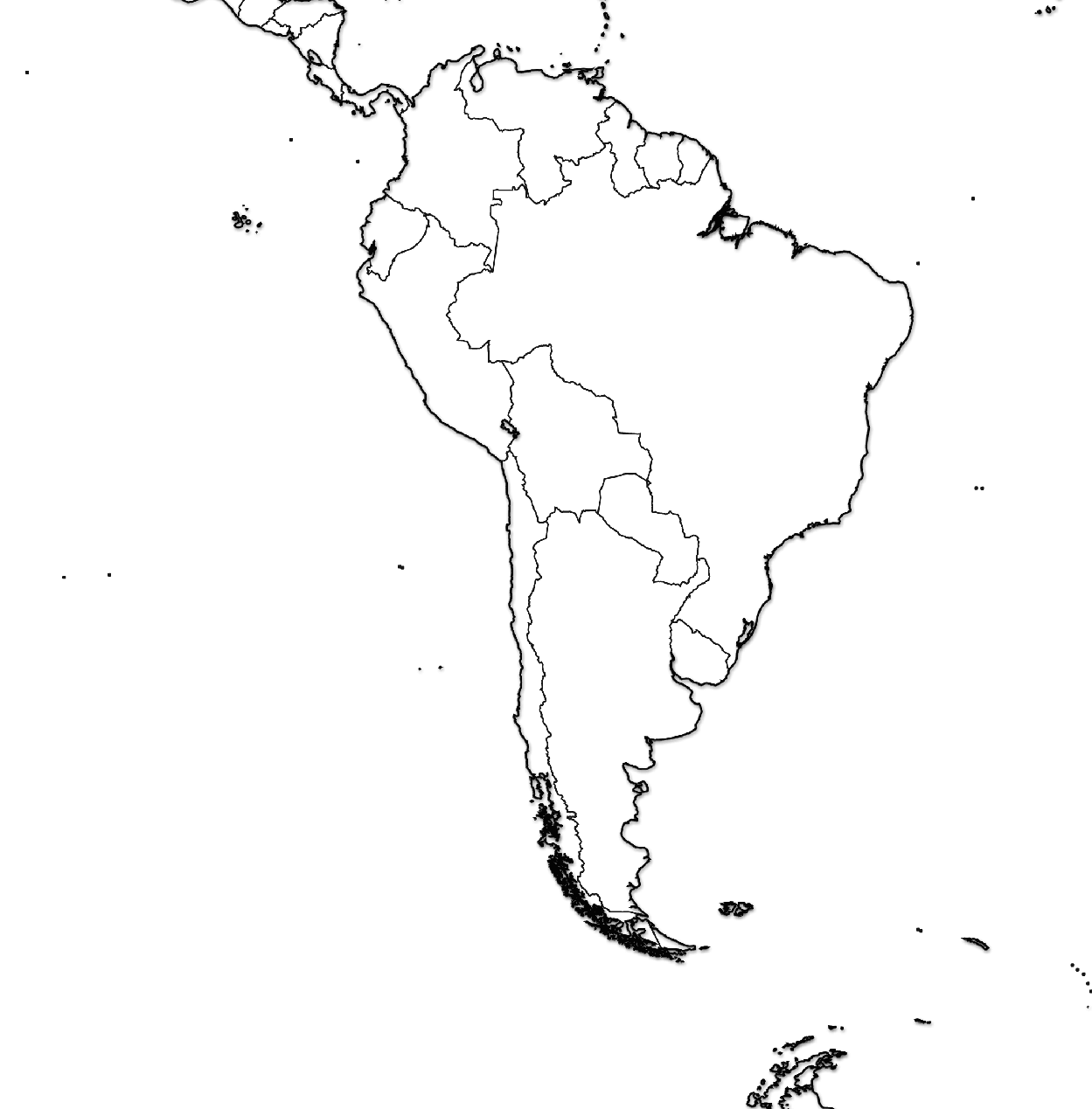 Mapa Mudo de América del Sur - Tamaño completo