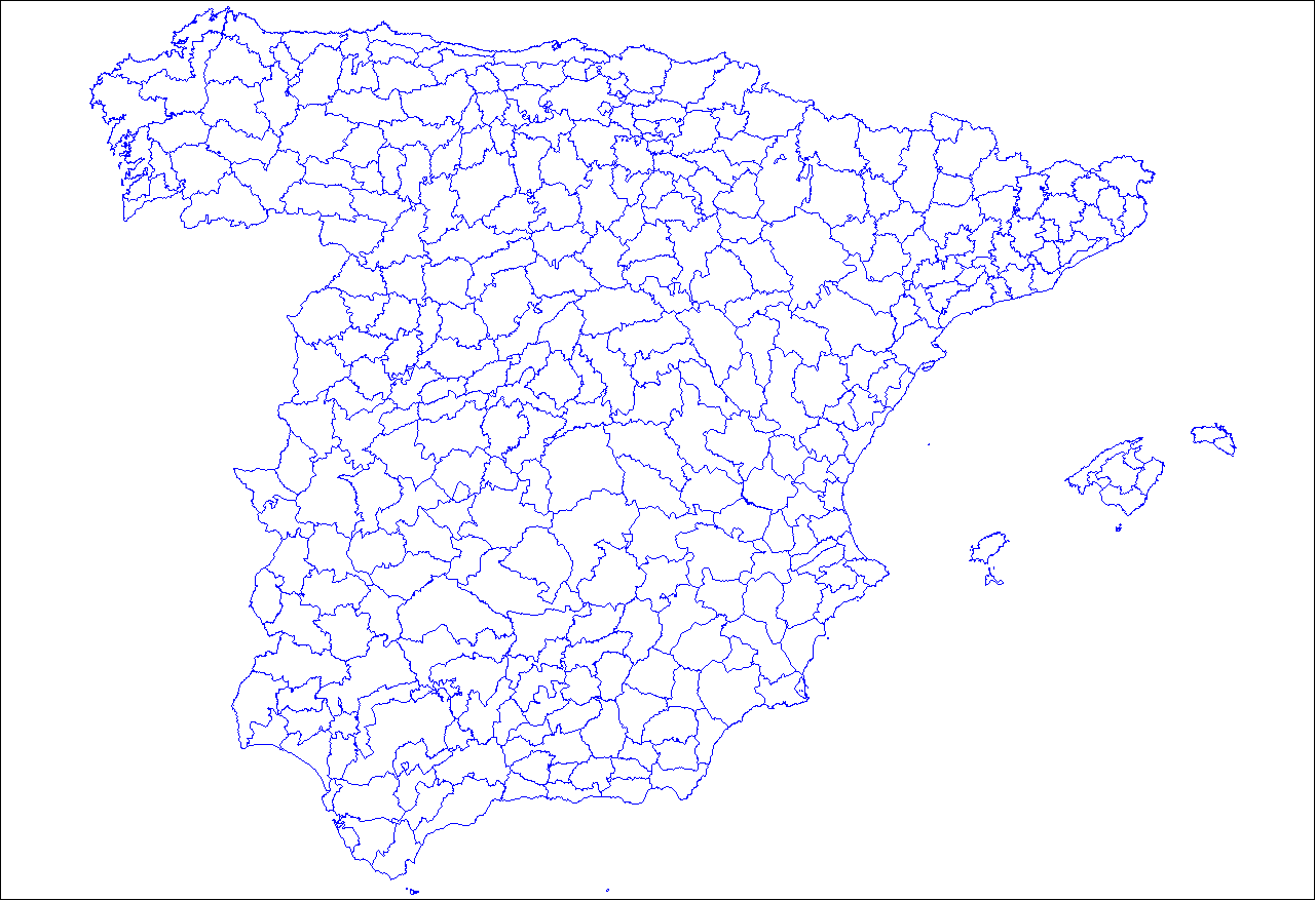 Mapa Mudo de España con sus comarcas - Tamaño completo