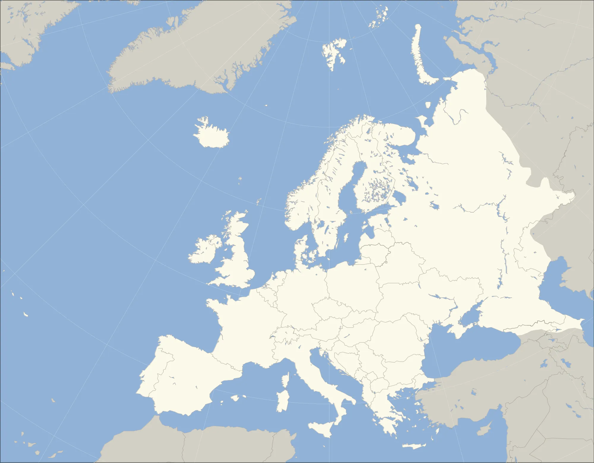 Mapa Mudo de Europa - Tamaño completo