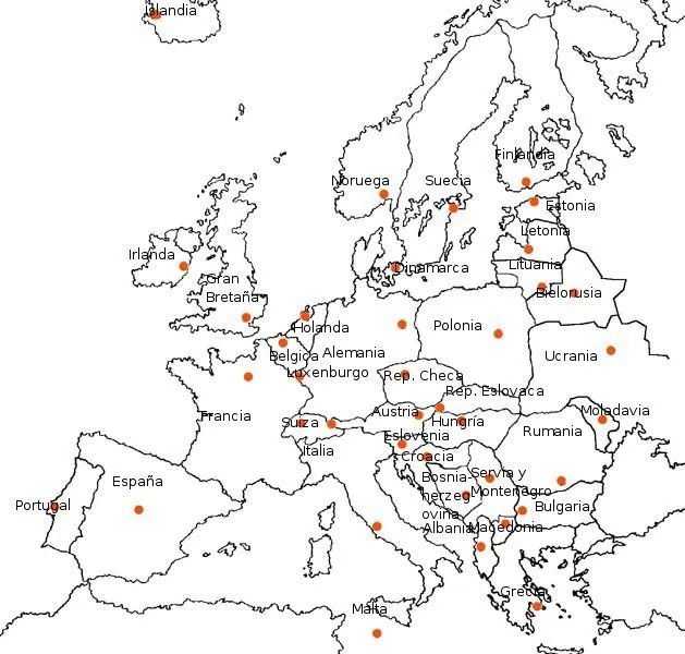 Mapas políticos de Europa en blanco - Imagui