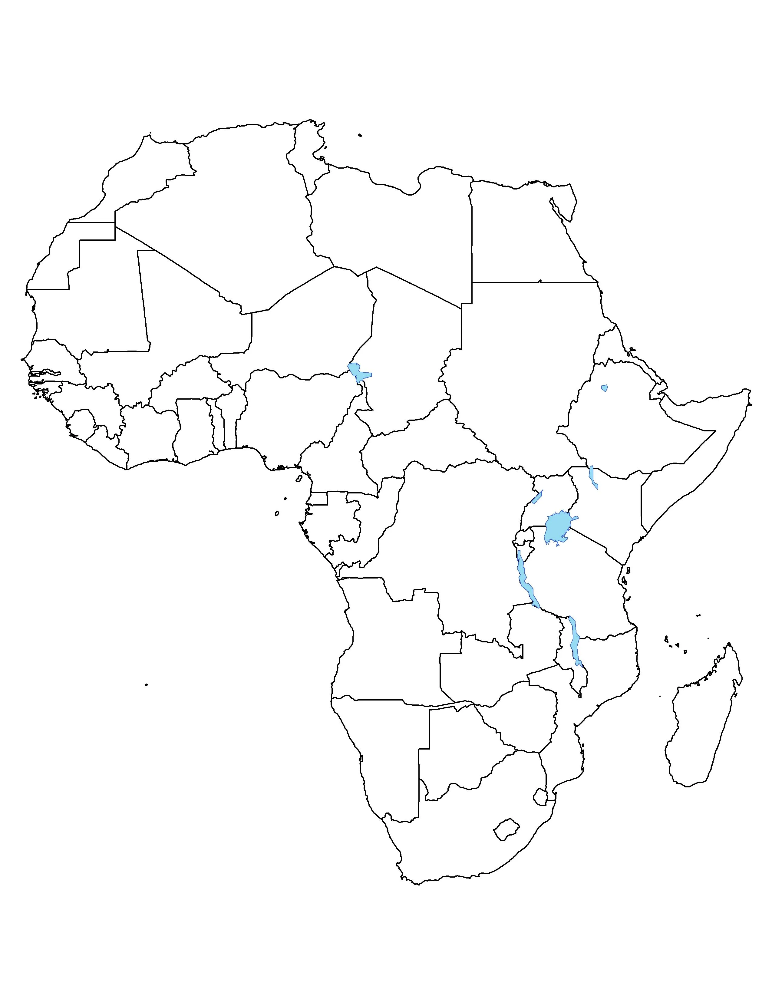 Mapa Mudo Político de África - Tamaño completo