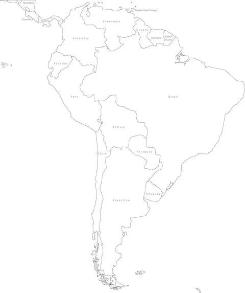 Mapa Mudo Político de América del Sur