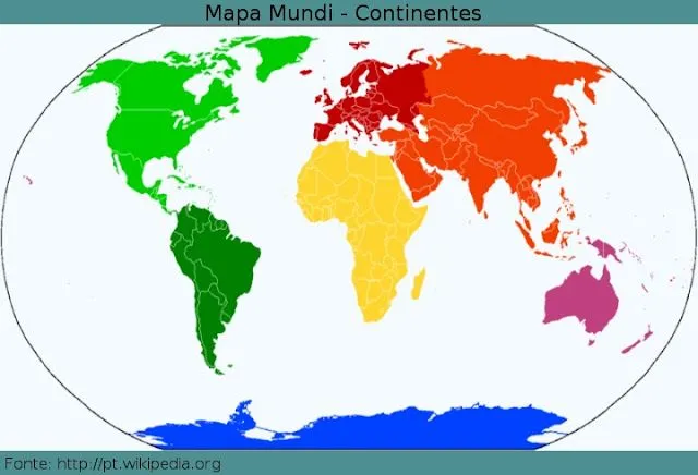 Mapa mundi con los 6 continentes - Imagui