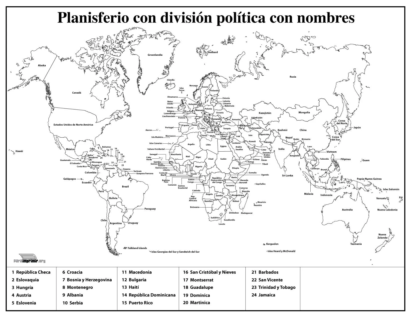 MAPA MUNDI DE PAÍSES PARA TAREA 1 | esnnaranjo