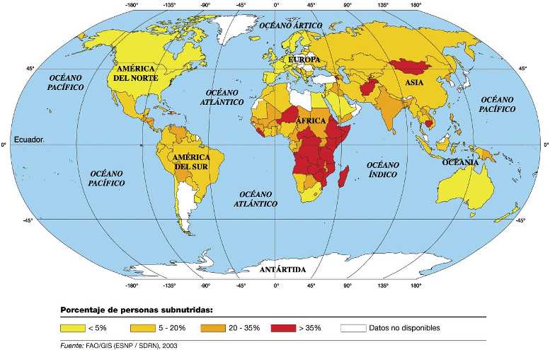 Mapa mundial de la desnutrición